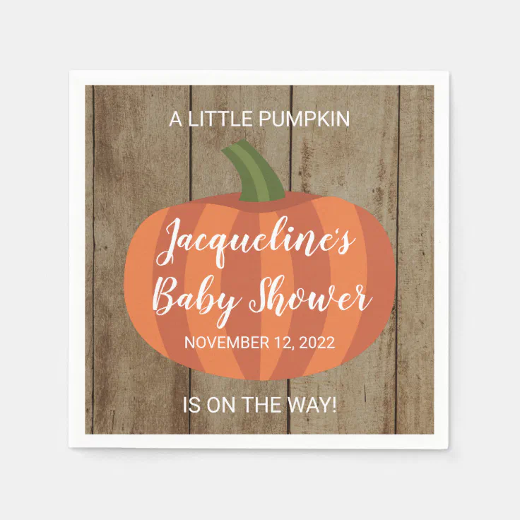 Rustic Little Pumpkin On The Way Fall Baby Shower Napkins Zazzle