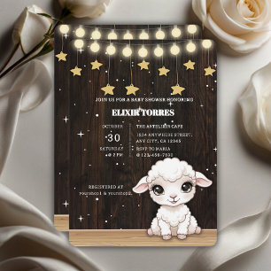 Rustic Little White Lamb Baby Shower Invitation