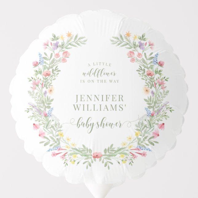 Rustic little wildflower baby girl shower gift balloon (Front)