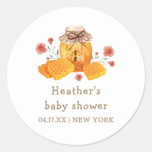 Rustic Little Wildflower Honey Bee Baby Shower  Classic Round Sticker