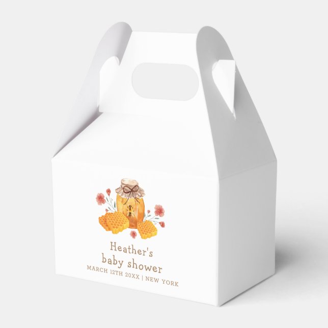 Rustic Little Wildflower Honey Bee Baby Shower  Favor Boxes (Front Side)