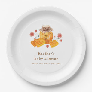 Rustic Little Wildflower Honey Bee Baby Shower Paper Plates