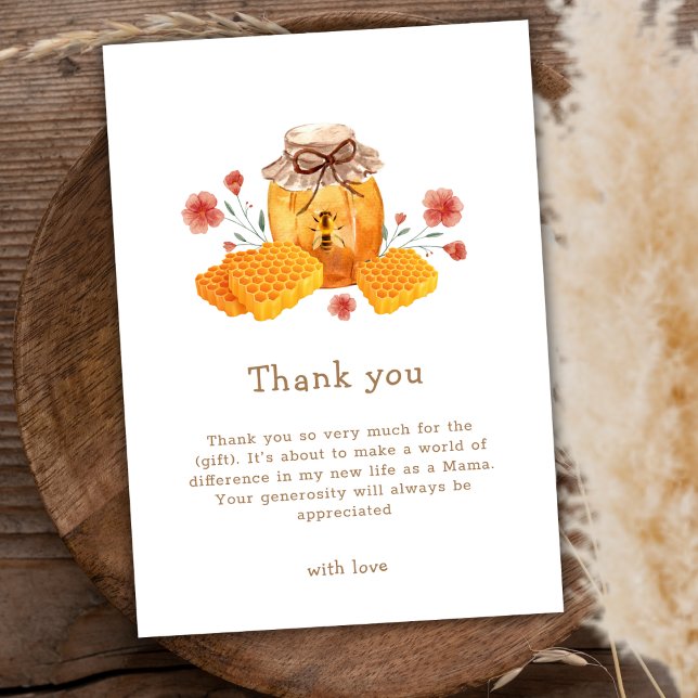 Rustic Little Wildflower Honey Bee Baby Shower  Thank You Card (Rustic Little Wildflower Honey Bee Baby Shower Thank You Card)