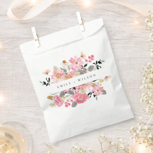 Rustic Lively Blush Pink Watercolor Floral Wedding Favor Bag