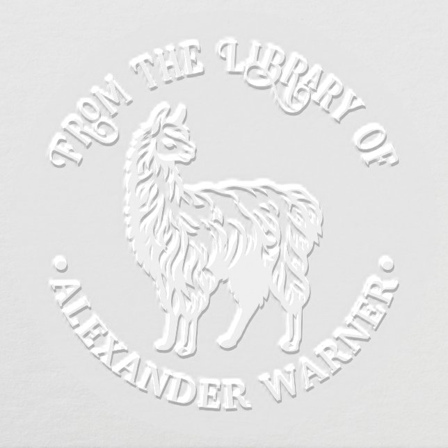 Rustic Llama #2 Round Library Book Name Embosser (Design)