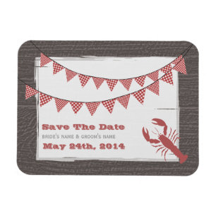 Rustic Lobster & Gingham Save The Date Magnet