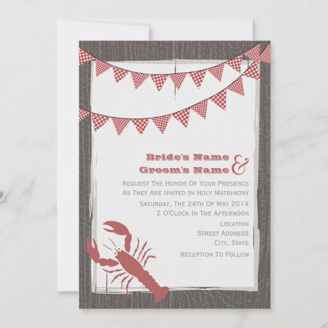 Rustic Lobster Wedding Invite From Bride & Groom | Zazzle