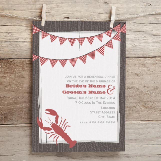 Rustic Lobster Wedding Rehearsal Dinner Invite (Creator Uploaded)