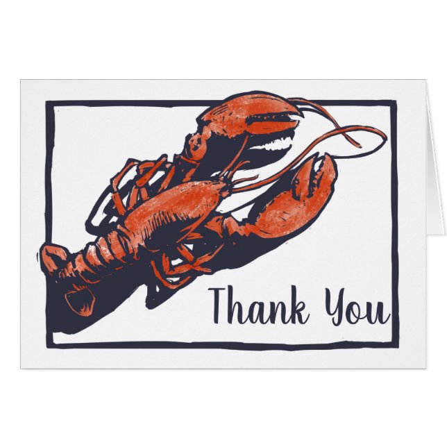 Rustic Lobster Wedding Thank You Card (Front Horizontal)