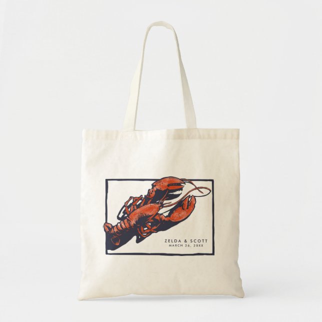 Rustic Lobster Wedding Tote Bag Favor (Front)