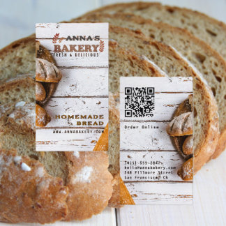 Rustic Local Homemade Bakery QR Code Business Card