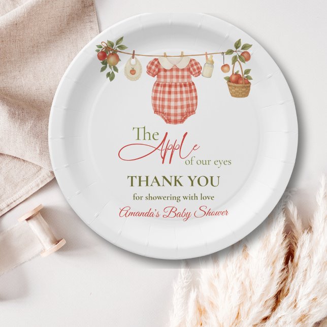 Rustic Locally Grown Clothesline Apple Baby Shower Paper Plates (Creator Uploaded)