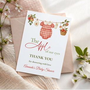 Rustic Locally Grown Clothesline Apple Baby Shower Thank You Card