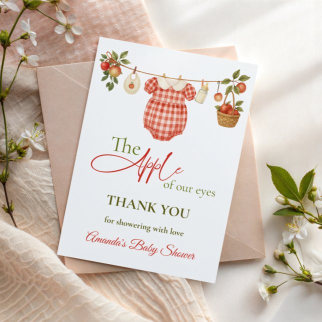 Rustic Locally Grown Clothesline Apple Baby Shower Thank You Card (Creator Uploaded)