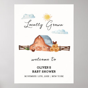 Rustic Locally Grown Farm Barn Baby Shower Welcome Poster