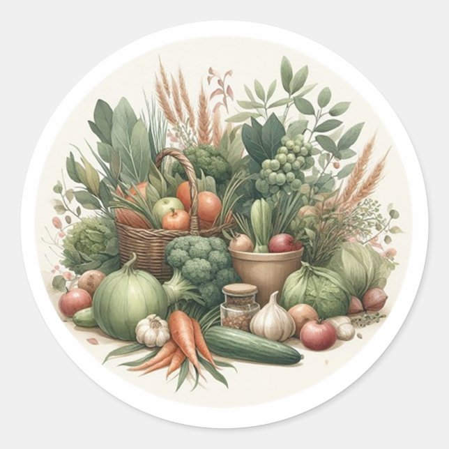 Rustic Locally Grown Farmers Market Baby Shower Classic Round Sticker (Front)