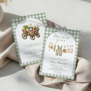 Rustic Locally Grown Farmers Market Baby Shower Invitation