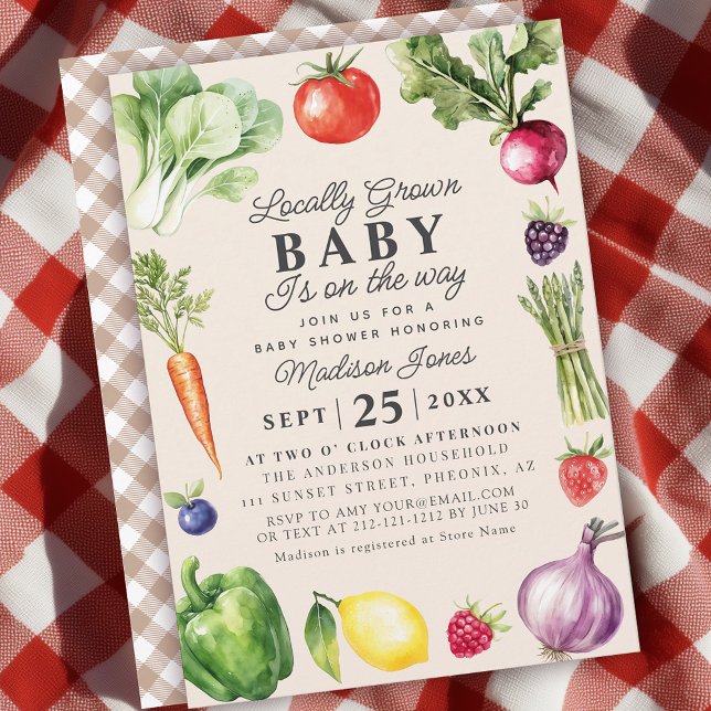 Rustic Locally Grown Farmers Market Baby Shower Invitation (Creator Uploaded)