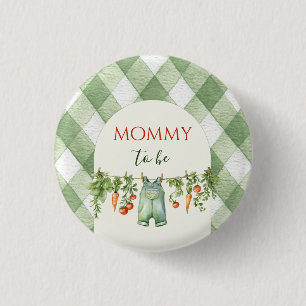 Rustic Locally Grown Neutral Sprout Baby Shower Button