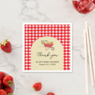 Rustic Locally Grown Red Gingham Baby Shower Napkins