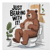 Rustic Lodge Bathroom Humor Just Bearing With It