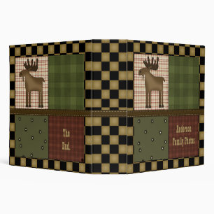Rustic Lodge Look With Moose Customizable Family 3 Ring Binder