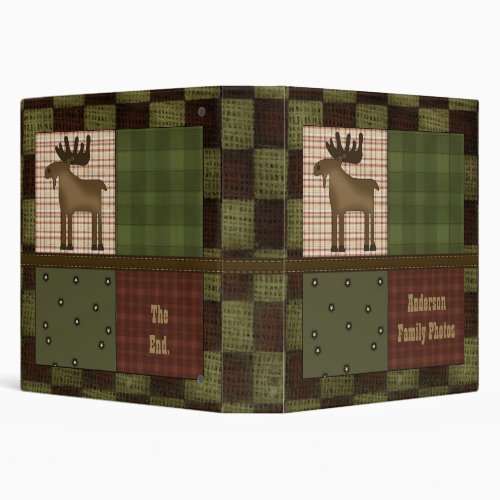 Rustic Lodge Look With Moose Customizable Family 3 Ring Binder