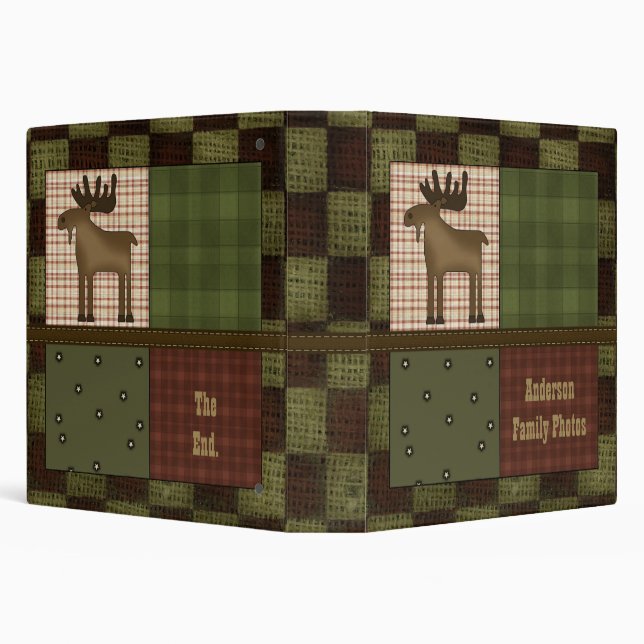 Rustic Lodge Look With Moose Customizable Family 3 Ring Binder (Background)