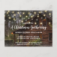 Rustic Log Cabin Christmas Party Invitation