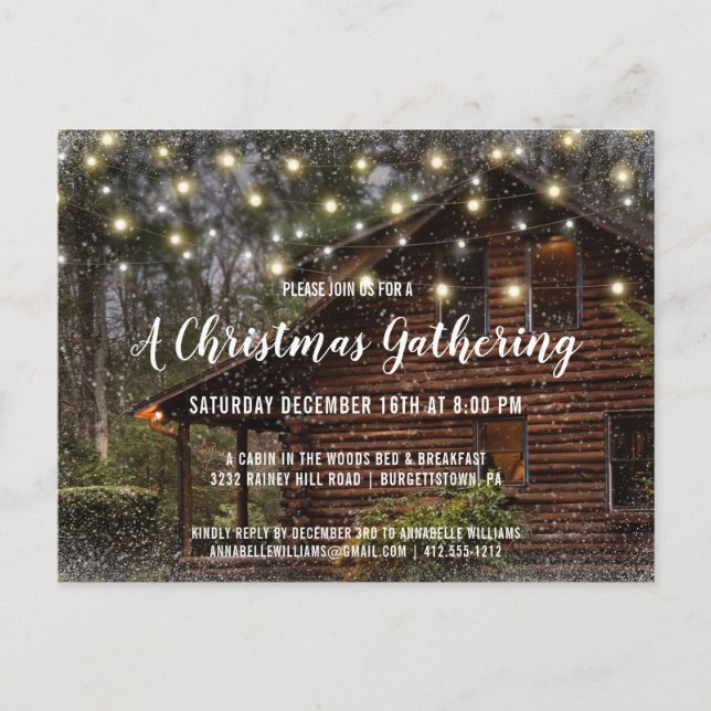 Rustic Log Cabin Christmas Party Invitation (Front)