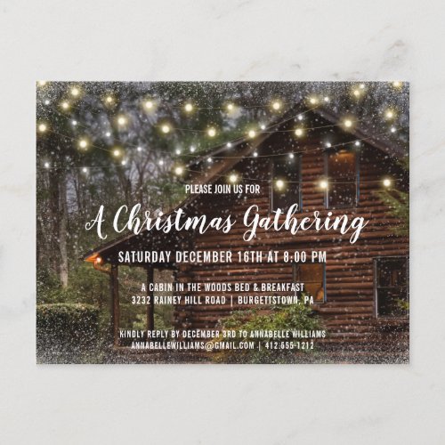Rustic Log Cabin Christmas Party Invitation