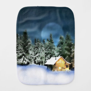 Rustic Log Cabin Full Moon Baby Burp Cloth