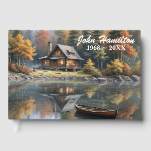 Rustic Log Cabin In the Mountains Memorial Service Guest Book