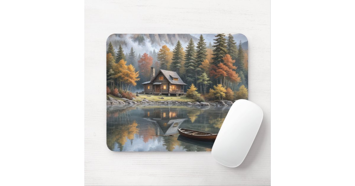 Rustic Log Cabin In the Mountains Mouse Pad | Zazzle