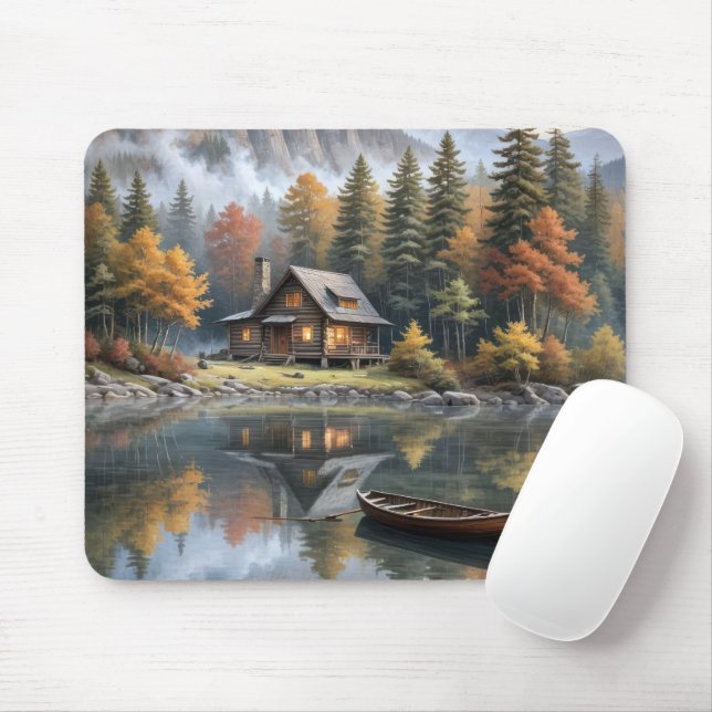 Rustic Log Cabin In the Mountains  Mouse Pad (With Mouse)