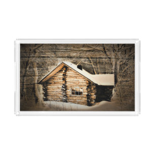 Rustic Log Cabin In The Wilderness Acrylic Tray