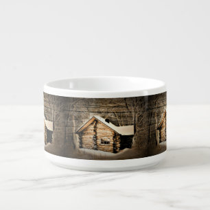 Rustic Log Cabin In The Wilderness Bowl