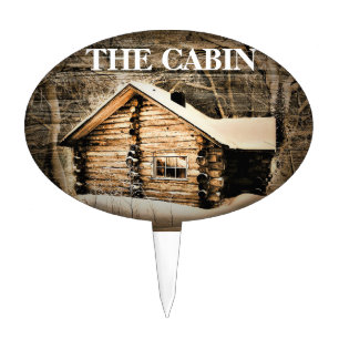 Rustic Log Cabin In The Wilderness Cake Topper
