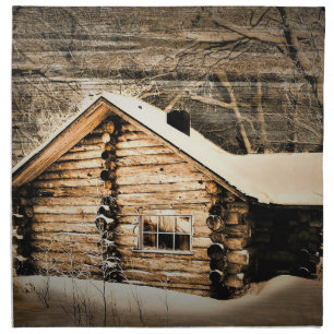 Rustic Log Cabin In The Wilderness Cloth Napkin