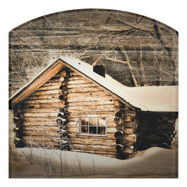 Rustic Log Cabin In The Wilderness Door Sign (Contour Front)