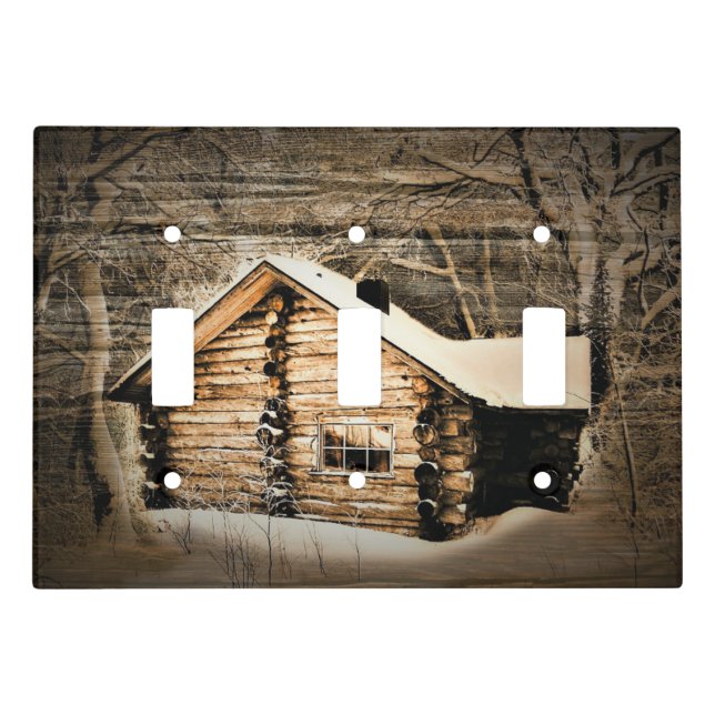 Rustic Log Cabin In The Wilderness Light Switch Cover (Front)