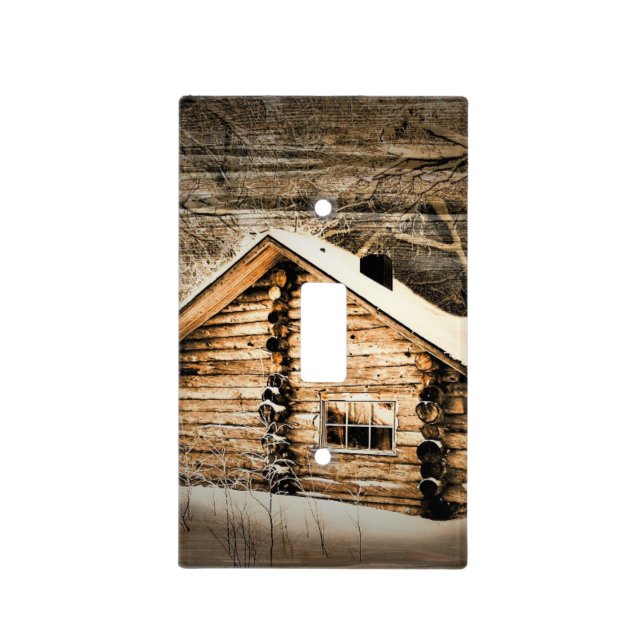 Rustic Log Cabin In The Wilderness Light Switch Cover (Front)