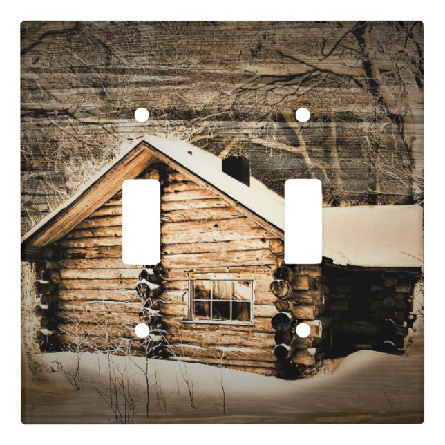 Rustic Log Cabin In The Wilderness Light Switch Cover (Front)