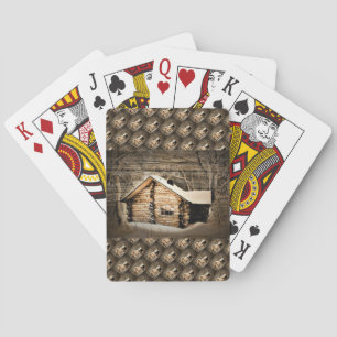 Rustic Log Cabin In The Wilderness Poker Cards