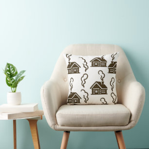 Rustic Log Cabin Pattern Pillow - Cozy Mountain Re