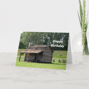 Rustic Log Cabin Photo Birthday Card