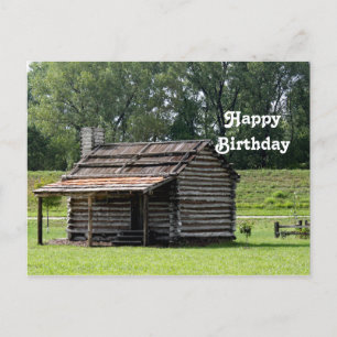 Rustic Log Cabin Photo Birthday Postcard