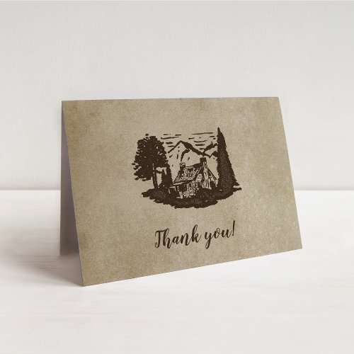 Rustic Log Cabin Wedding Thank You Note Note Card
