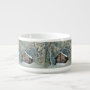 Rustic Log Cabin Winter Magic Bowl