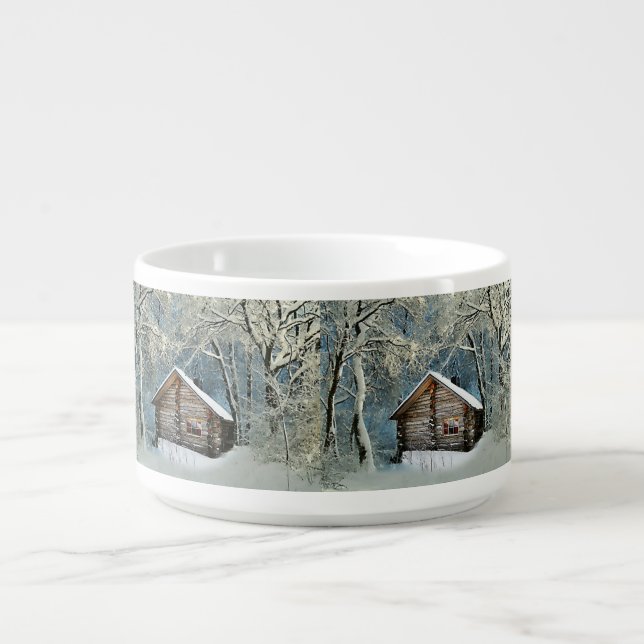 Rustic Log Cabin Winter Magic Bowl (Center)